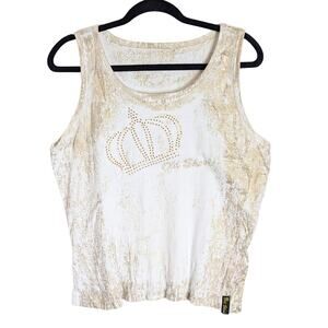 Y2K Old Skool Tank With Beaded Crown Women's XL